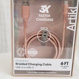 Artikl Charge & Sync Braided Charging Cable 6f USB-A to UBC-C 3X Color Peach